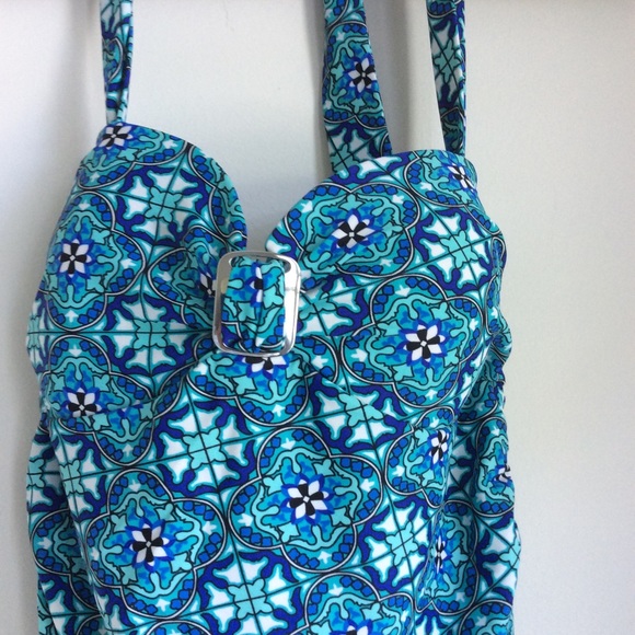 Spanx Love Your Assets Swimsuit Size Medium Blue One Piece Geometric Support - Picture 4 of 16